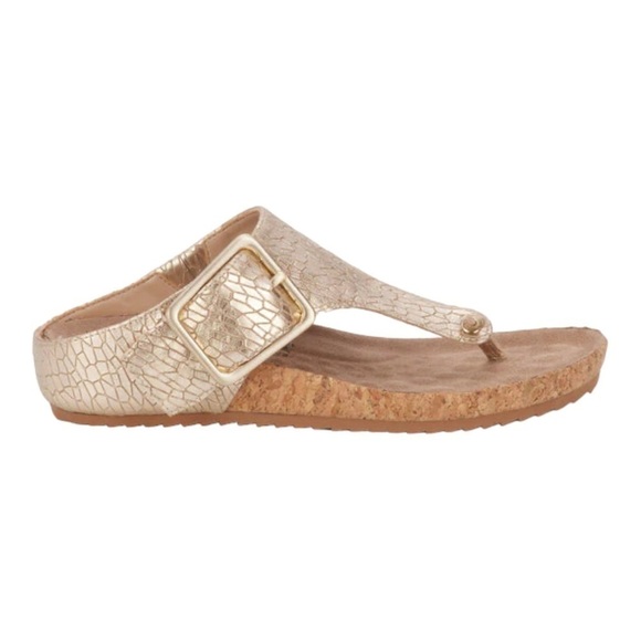 Walking Cradle Phoebe Sandal: Gold Metallic Crackle Leather/Cork Bottom - Picture 2 of 13
